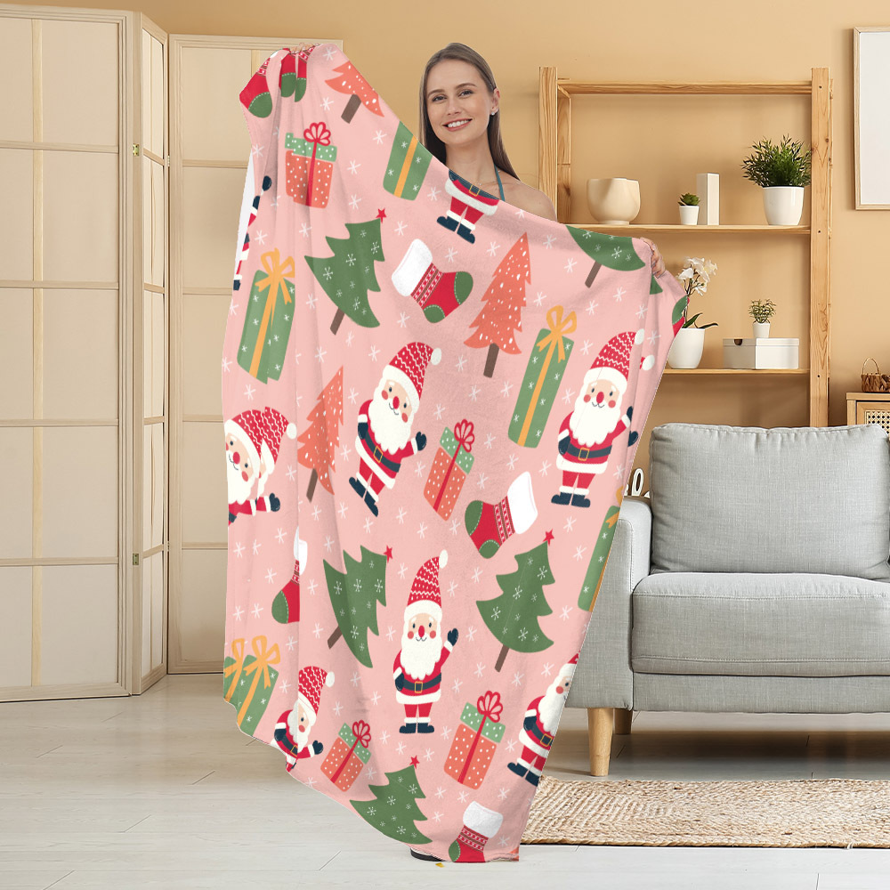 Manta de Franela Festiva con Estampado Navideño, Manta para Siesta, Manta para Aire Acondicionado, Manta Gruesa para Sofá, Manta para Dormitorio