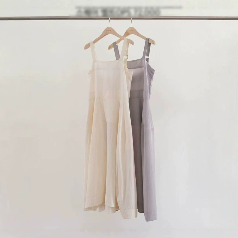 Now Available: Ounce Lightweight Spaghetti Strap Dress, Korean Dongdaemun Women's Clothing, Loose and Comfortable Casual Style Korean Long Dress