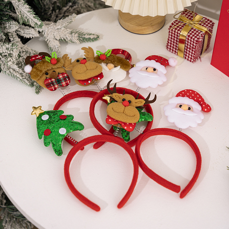 Set di 4 pezzi di Natale con fibbia per la testa dei cartoni animati, forcina per capelli di Babbo Natale, cerchietto per capelli di alce, decorazioni per feste_voghion.com