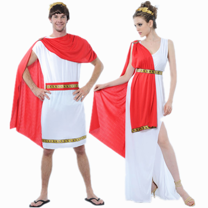 Halloween Adult Men's and Women's Red Roman Suit Roman Samurai Party Costume Night Shop Stage Costume