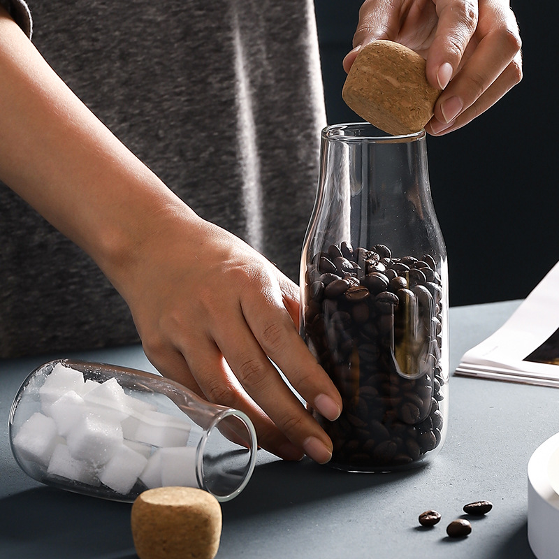 Vidrio de borosilicato sellado tarro de té tarro condimento tarro corcho café perfumado té botella de almacenamiento tarro de almacenamiento doméstico