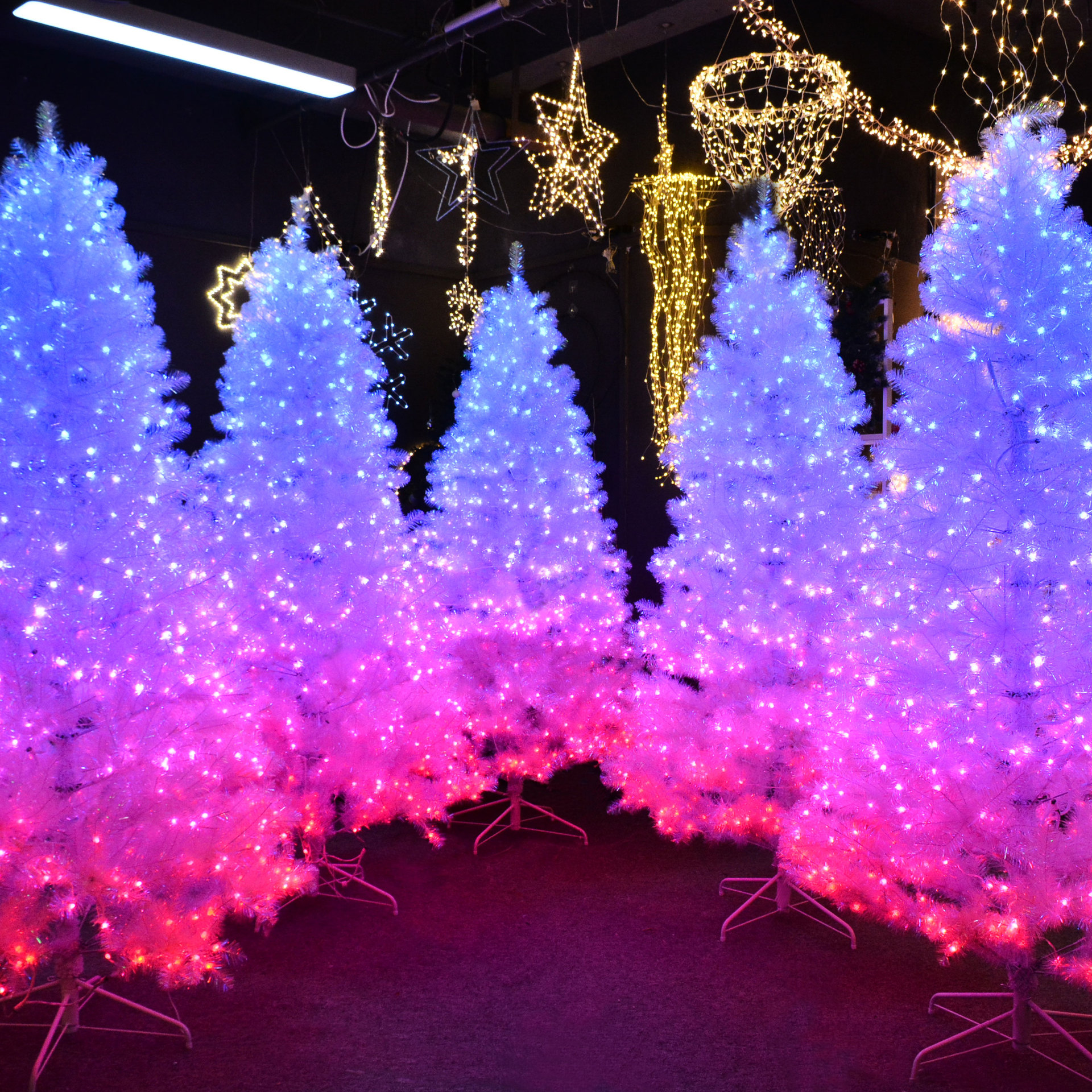 LED水晶圣诞树灯 户外树灯庭院防水led装饰灯串红外遥控49种模式