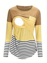 2025跨境波西米亚哺乳上衣波西米亚风格条纹长袖哺乳上衣