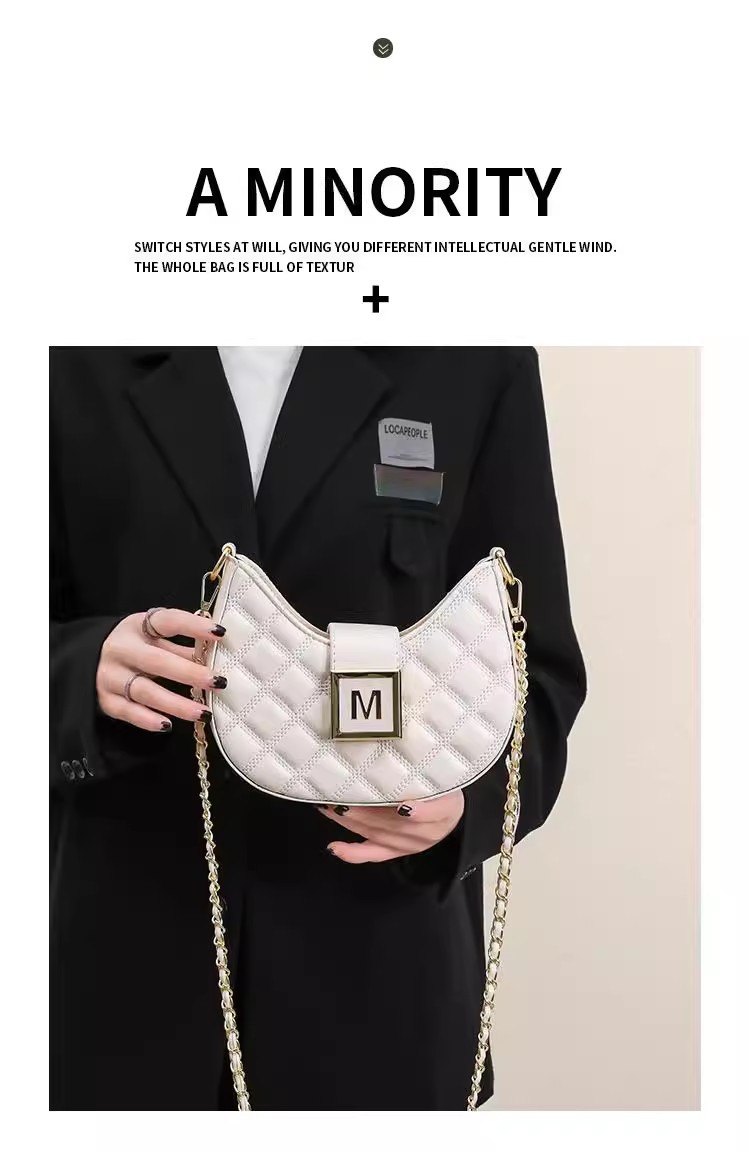 Advanced feeling for women 2023 new fashion Lingge single shoulder underarm bag versatile niche texture chain_voghion.com