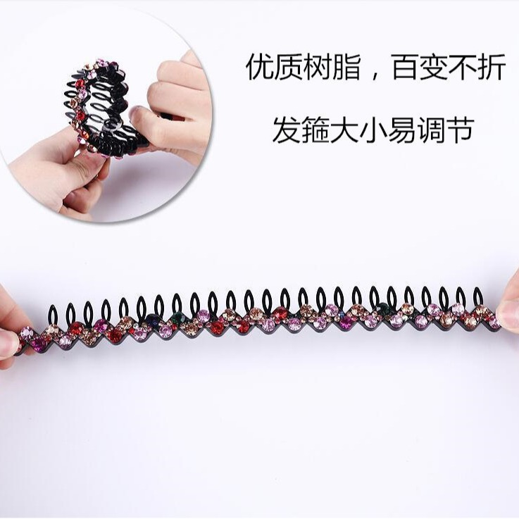 Estilo coreano nueva dentada antideslizante rhinestone diadema moda simple venta caliente onda cristal diadema horquilla tocado