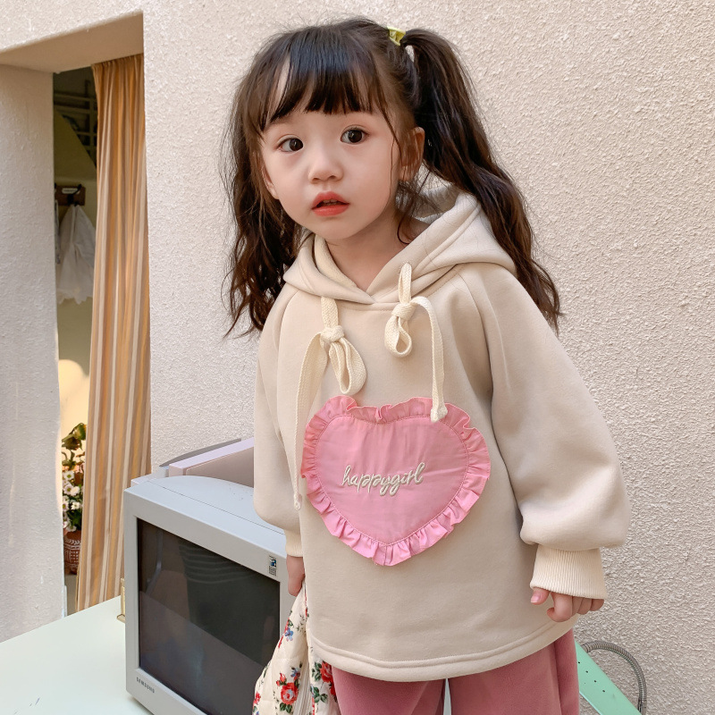 Pantaloni ispessiti maglione da ragazza con cappuccio in velluto 2022 edizione coreana per bambini invernali 2022_voghion.com