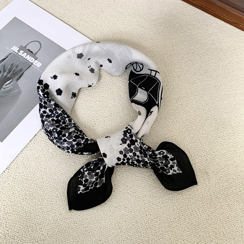 Bufandas de seda cuadrada alta sensación2025 nueva alta sensación de decoración caliente bufandas de cuello bufandas de flores bufandas de seda al por mayor