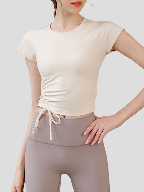 プラティのヨガの上着のフィットネスの服の女性の新型の専門の通気性の速乾のランニングのtシャツの半袖の運動のタイツ|undefined