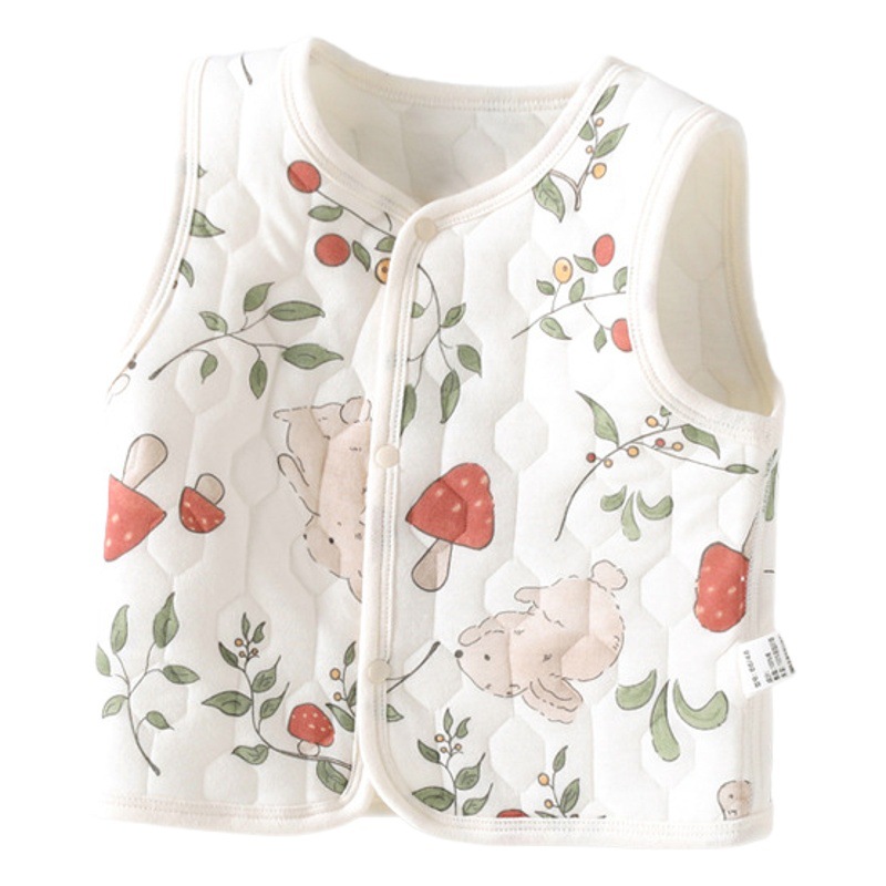 Baby Vest Spring, Autumn and Winter Wear Warm Newborn Vest Children's Vest Three-Layer Cotton Waistcoat for Boys and Girls