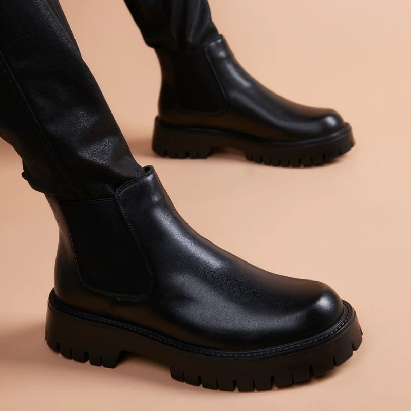 Chelsea сапоги мужской осенний и зимний дизайн чувствует себя прямо, толстая подошва увеличивается, красивые мужские кожаные сапоги поддерживают зашифрованный заказ