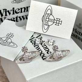 泰国热销款西tai后S耳钉安土星珍珠别针回形针同款耳坠星球耳饰