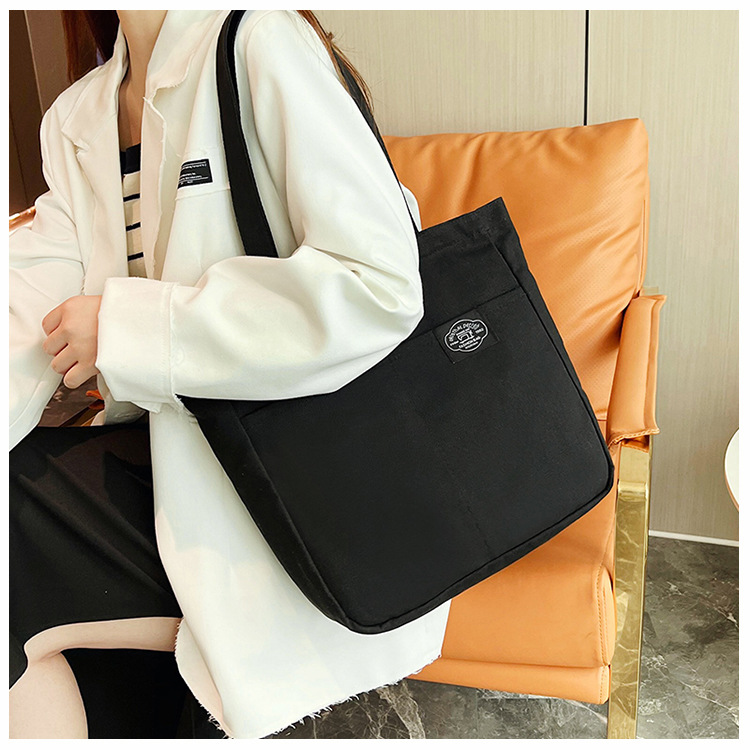 Title 15, Borsa a mano in tela stile preppy da donna, tin...