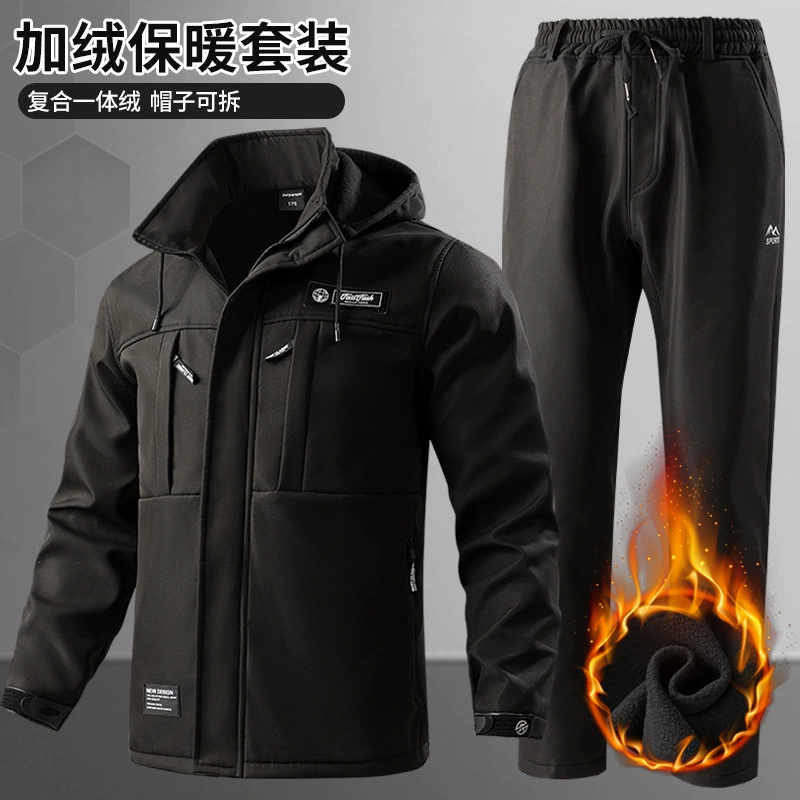 Осенне-зимняя бархатная водонепроницаемая куртка, рабочая одежда, износостойкий теплый костюм для езды на велосипеде, дикой рыбалки