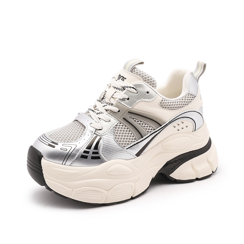 Aumento de la altura oculta zapatos de papá para las mujeres 2024 primavera París nueva plataforma zapatos para correr transpirable versátil casual zapatilla de deporte