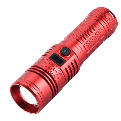 Cross-border white laser flashlight, strong light, long-range zoom display, Type-C rechargeable portable emergency long-life hand light