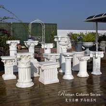 欧式复古罗马柱摆件花园庭院装饰花盆底座别墅门口展示婚庆路引