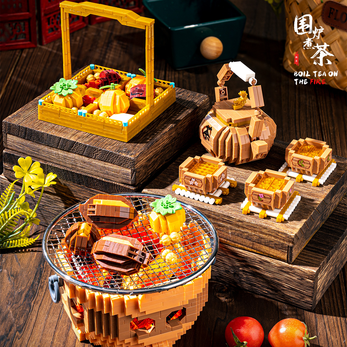 Yugao P2236 estufa de té hirviendo Marea jugar micro partículas de montaje de bloques de construcción de los niños educativos cerebro-movimiento DIY Decoración Juguetes