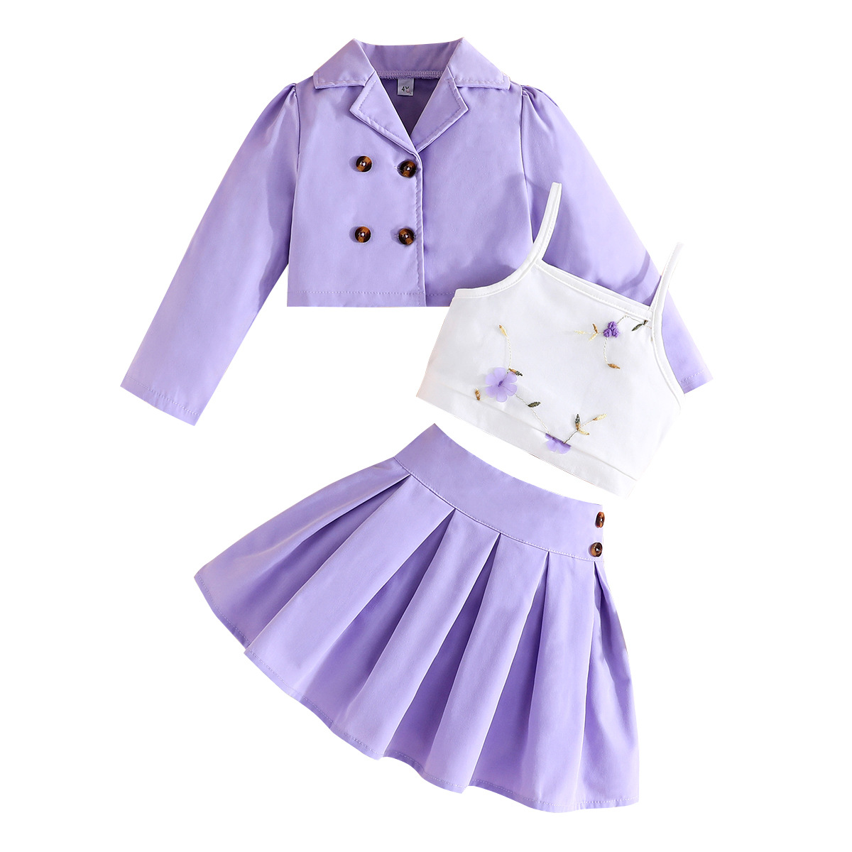 Mädchen Blazer Mit Crop Top Und Rock Set Modisch Für Kinder_voghion.com