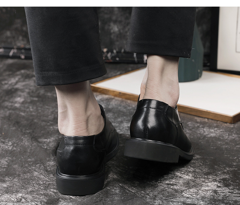 Plus-size business dress shoes men's British style tie top layer of cow leather wedding shoes_voghion.com