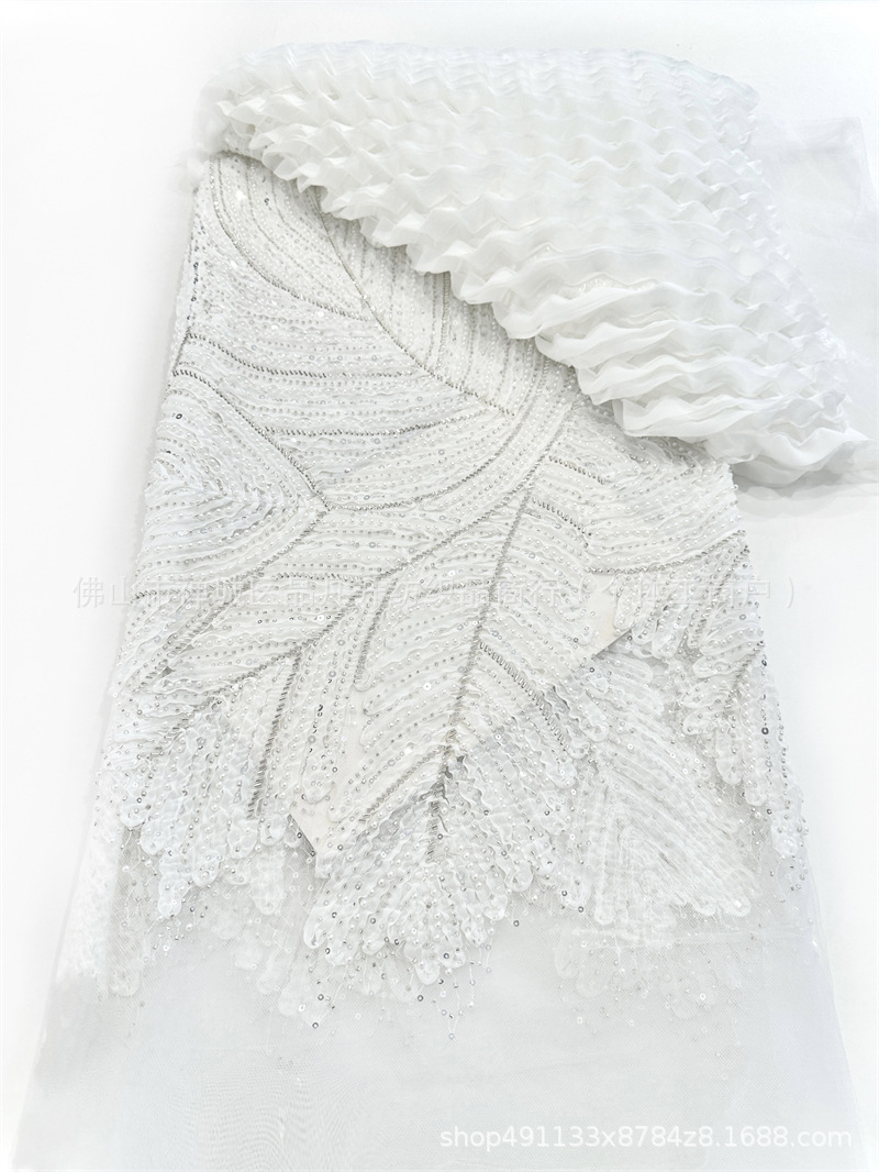 Nuevo fabricante de ondas en stock telas bordadas de alta fijación vestido de boda vestido de tela de moda image 12