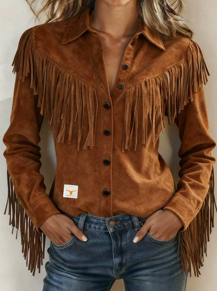 Fashionable and Eye-Catching Personalized Suede Jacket with Tassel Lapel for Women, New Autumn/Winter 2025 Cross-Border European and American Style