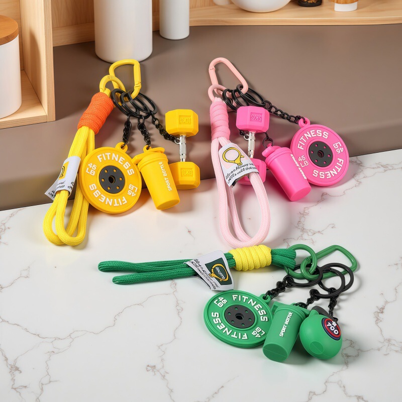 Cross-Border Creative Fitness Dumbbell Series Keychain Couple Backpack Pendant Sports Equipment Small Pendant Fitness Accessories