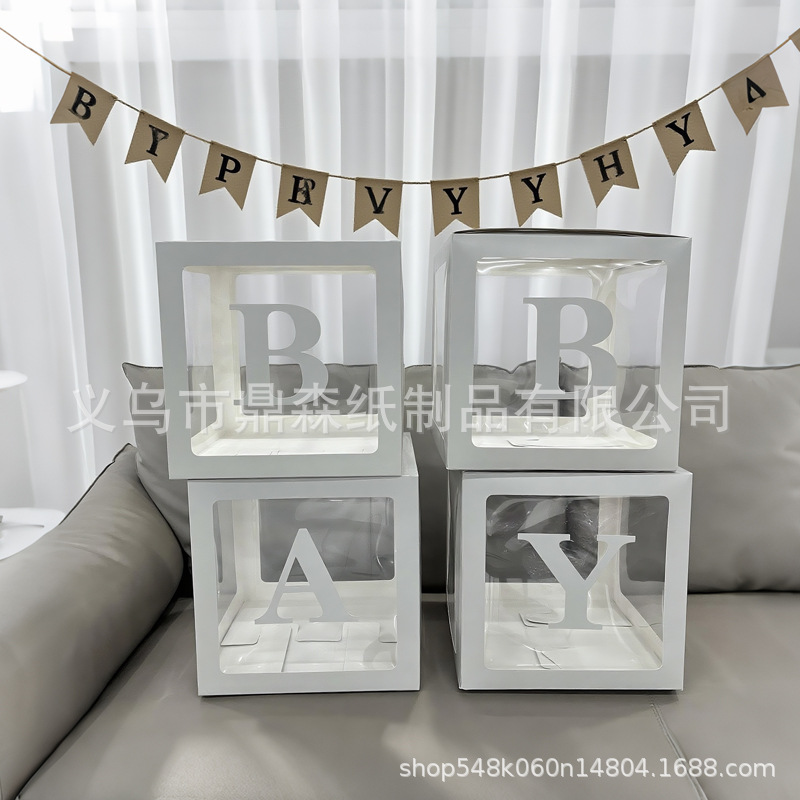 Caja de Globos Transparente Blanca para Decoración de Fiestas, Caja Sorpresa con Letras para Bebés, Arreglos de Cumpleaños image 35