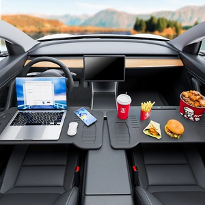 Car-mounted small table, Model 3/Y specific, front row folding dining table, computer desk, in-car steering wheel table