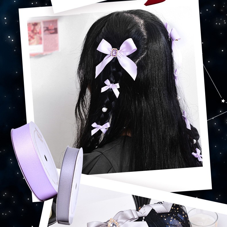 Cinta de poliéster y algodón Yao Ming, preconfeccionada, engrosada, de doble cara, mate, para accesorios para el cabello, lazos para ropa, material de poliéster y algodón.