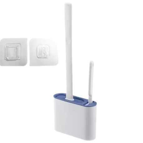 Juego de escobillas de inodoro para uso doméstico sin callejones sin salida Silicona artefacto de limpieza sin perforación cepillo de inodoro multifuncional tipo de pared