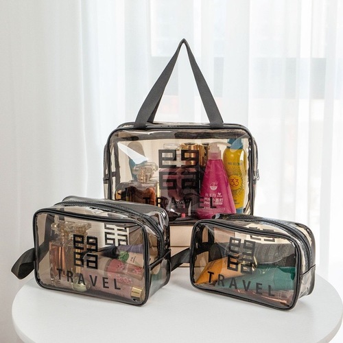 Transparent cosmetic bag PVC waterproof toiletry bag travel storage bag portable large capacity toiletry storage bag
