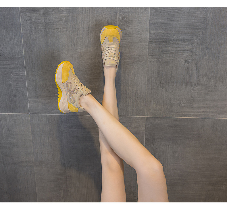 Giày sneaker nữ đế dày phong cách Đức da thật phối màu thời trang tăng chiều cao — M2922 màu vàng, M 2922m màu chi tiết 18