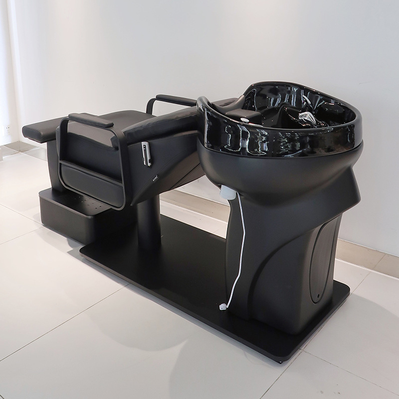 Peluquería semi-acostado cama de champú salón de pelo especial cama de lavado cama de masaje Barbero peluquería cerámica lavabo cama de champú