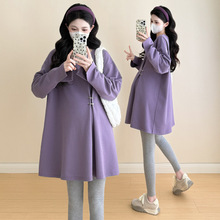 2025孕妇装秋季新款宽松中长款大码卫衣潮妈休闲简约