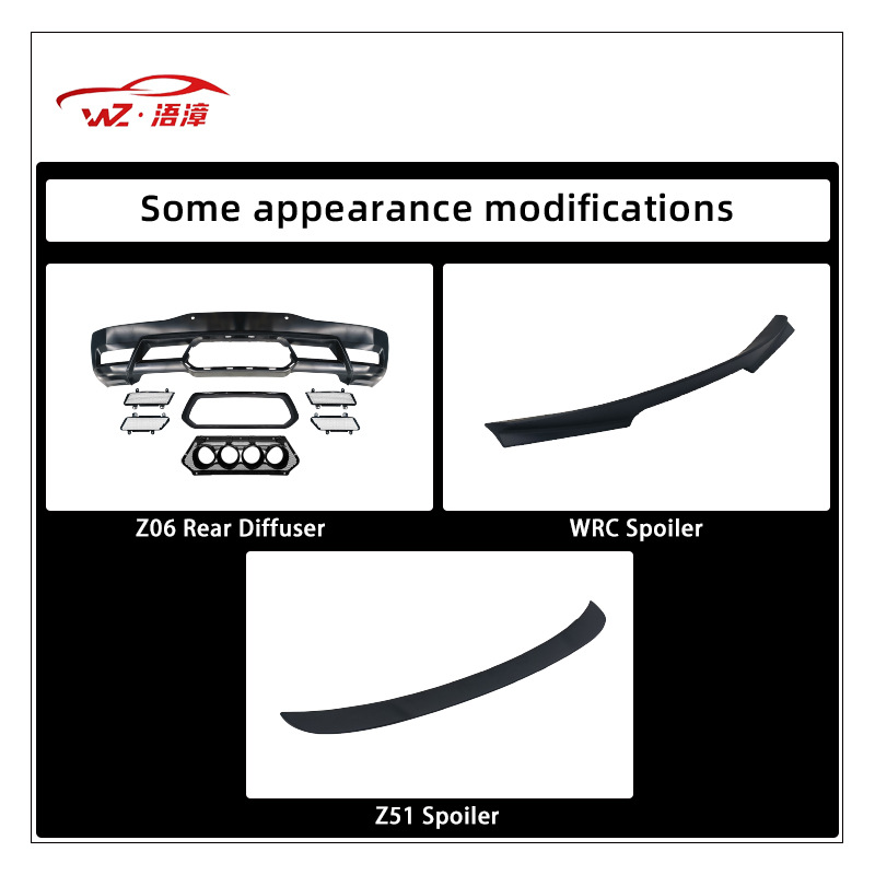 Suitable for Coraettec8 Corvette Z06 Body Kit, Front Bumper, Rear Bumper, Side Skirts, Front Lip