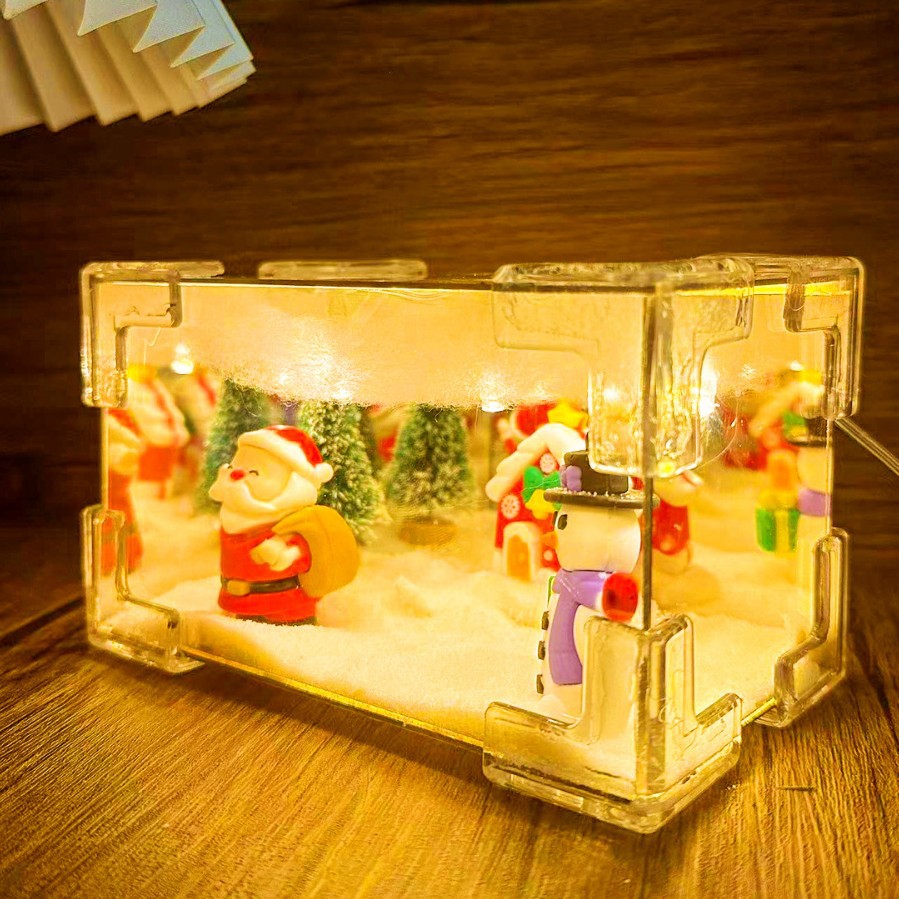 Navidad rectangular cubo de espejo luces de noche hellokitty decoración hecha a mano DIY material paquete de regalo