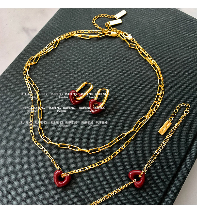 Copper Material Wholesale Jewelry Casual Elegant Lady Heart Shape Copper Plating Jewelry Set