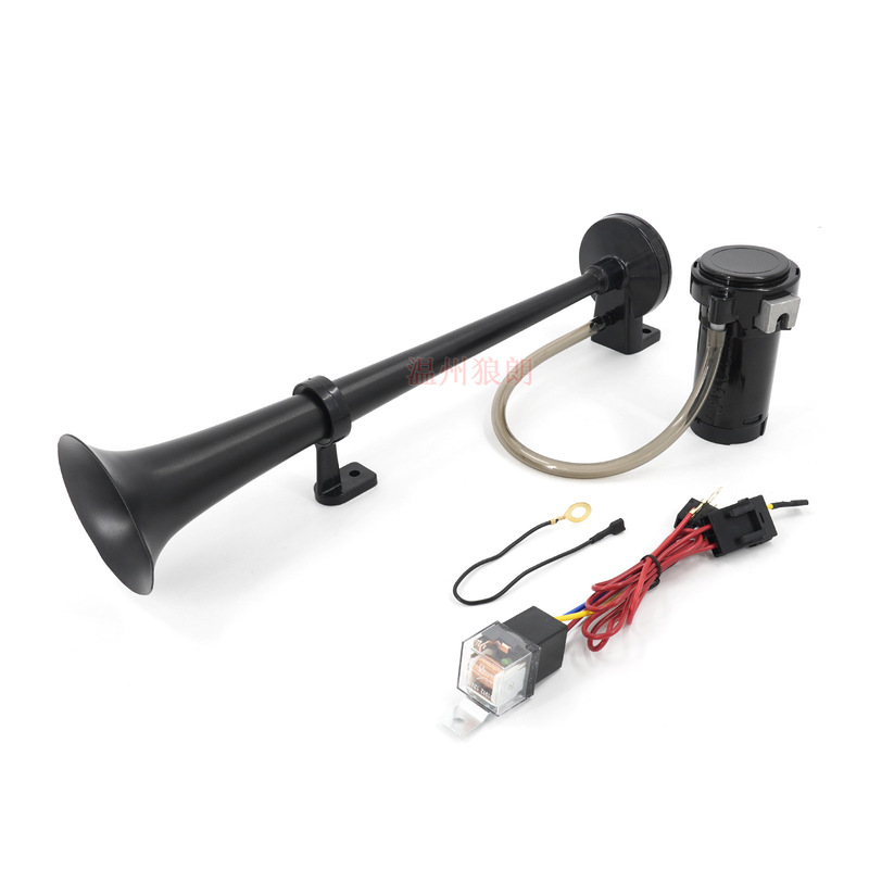 12V Black Long Tube Air Horn 45cm Metal Tube with Black Air Compressor with Relay Modified Wiring Harness 12V Black Long Tube Air Horn 45cm Metal Tube with Black Air Compressor with Relay Modified Wiring Harness
