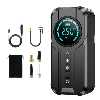 Cross-Border Portable Car Air Pump, Electric Wireless Digital Display Model 12V Air Pump - Without Power Bank (Hava nasosu) - plug-in-model-without-battery