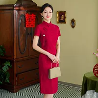 Cheongsam новый 2025 свадебный банкет свекрови платье мама благородный молодой темперамент высокого класса плюс размер бордовый красный