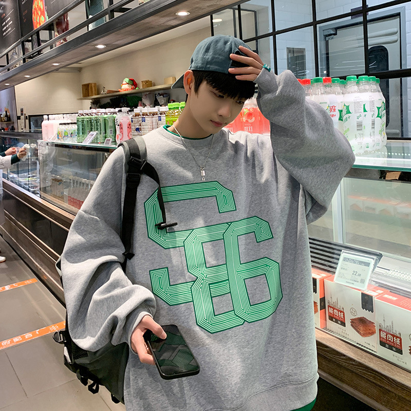 Klein azul chaqueta de hombre cuello redondo suelto in ropa de moda primavera y otoño falso dos camisas de manga larga