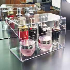 面膜收纳盒透明防尘化妆品桌面置物架家用护肤刷整理亚克力梳妆台