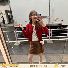 你好卡农 撞色叠穿假两件针织开衫女早秋2025新款设计感短款上衣