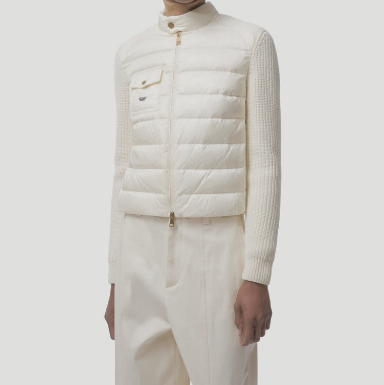 mo*ler蒙口25羊毛针织拼轻薄羽绒服女冬显瘦拉链开衫外套