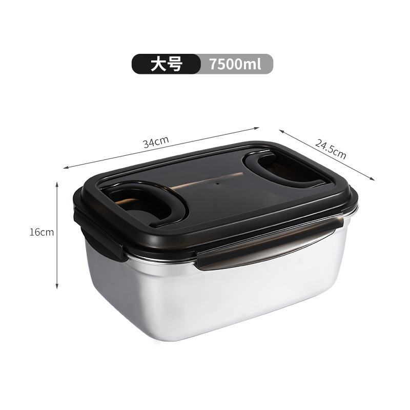 Caja de acero inoxidable 304 caja de almacenamiento de gran capacidad caja de bento caja de frutas refrigerador casero caja de almacenamiento de alimentos