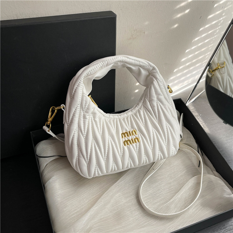 Miu Miu Wander Matelasse Hobo Bag Mini White Leather