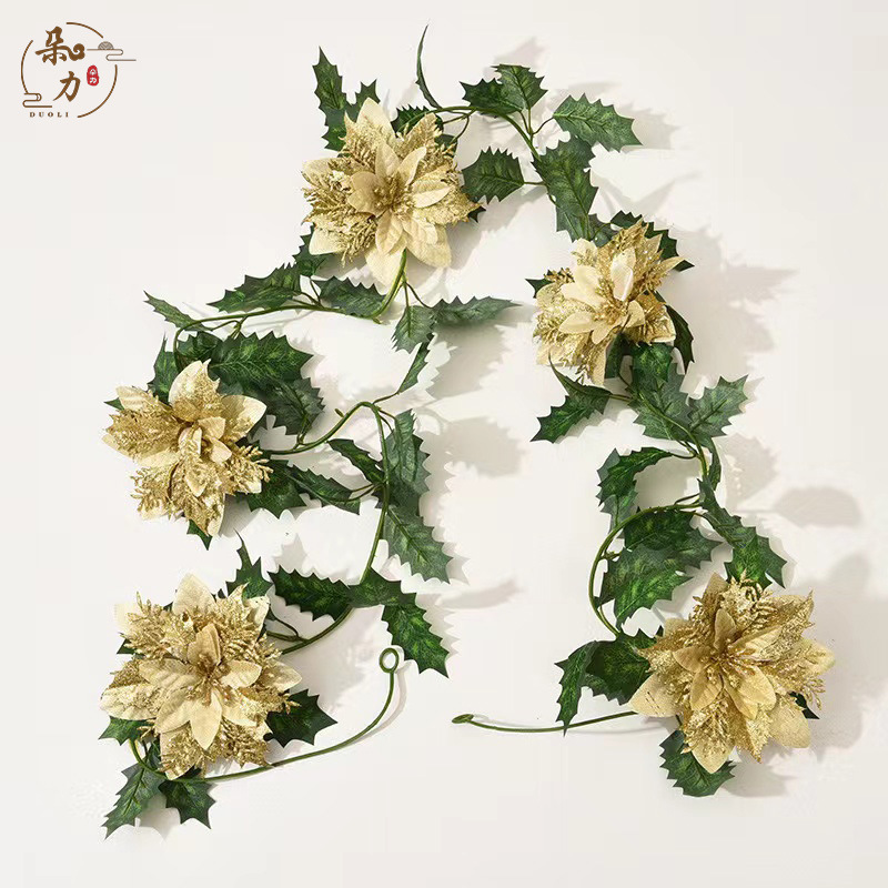 Christmas atmosphere layout simulated Christmas gold pink flower…