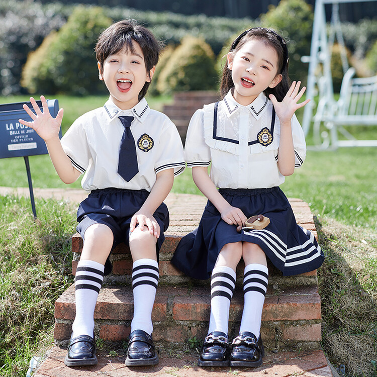 幼兒園服夏裝小學生合唱表演服大班畢業演出服兒童班服英倫風套潮