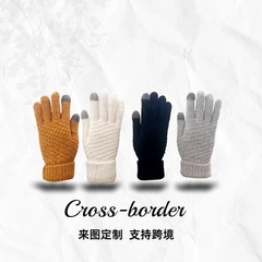 热销冬季羊绒触屏手套冬款加绒加厚户外骑行手套保暖会销礼品批发