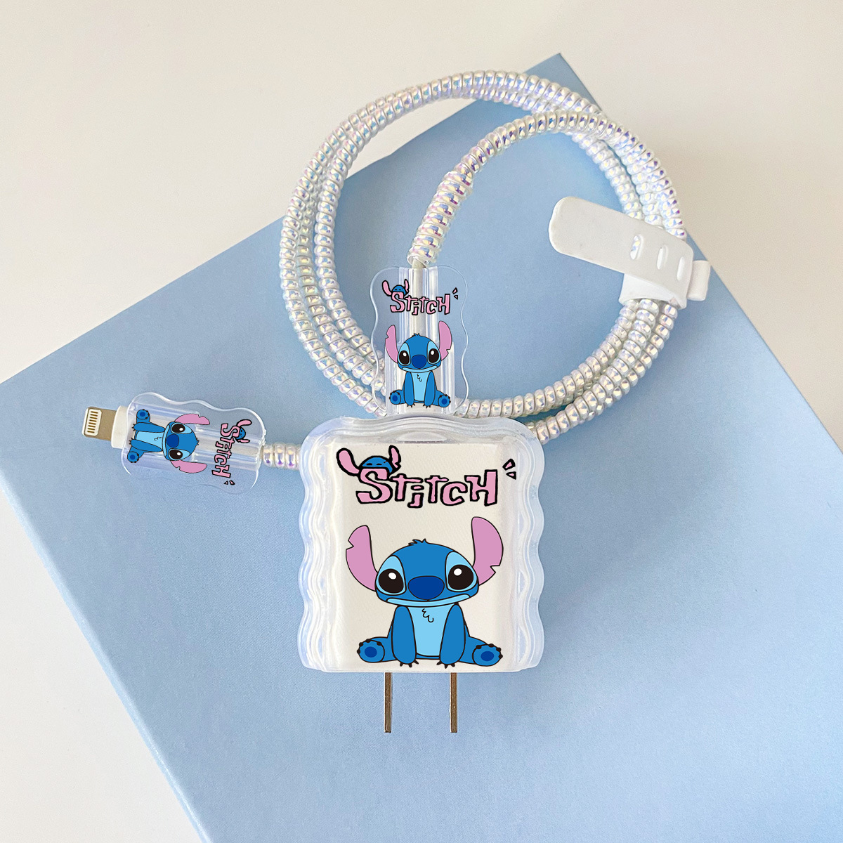 Apple 20w-A28 스티치 오버레이 헤드기어 + 물결선 클립 + 1m 레이저 흰색 로프 + 흰색 스트랩